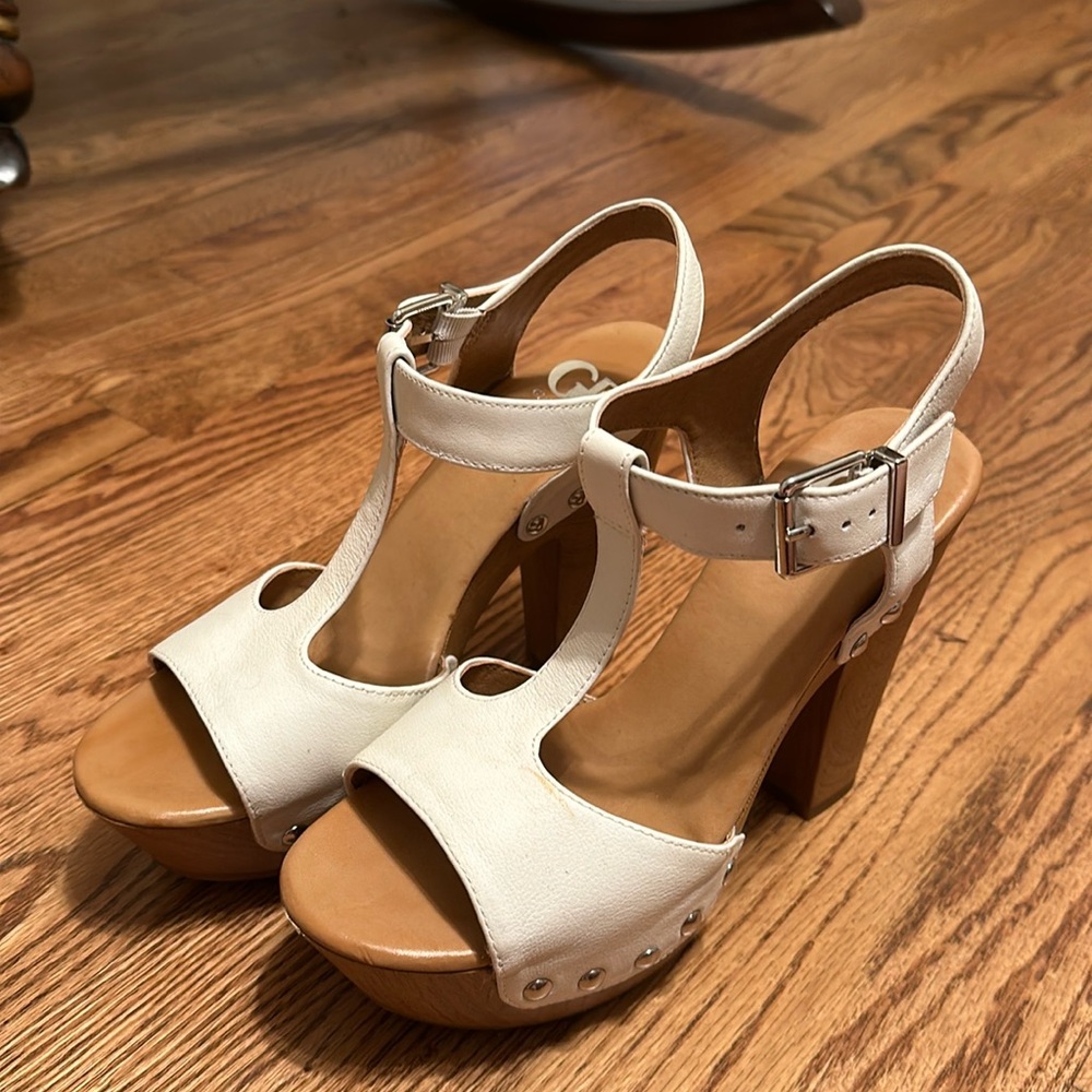 White platform sandals